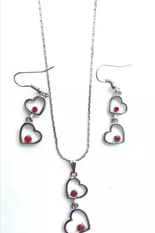 RozMili latest Designer American Diamond silver pendant set with earrings for women and  Girls