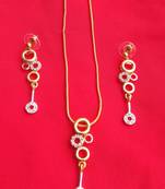 RozMili latest Designer American Diamond silver Red stone pendant set with earrings for women and  Girls