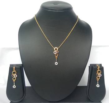 RozMili latest Designer American Diamond silver Red stone pendant set with earrings for women and  Girls 2
