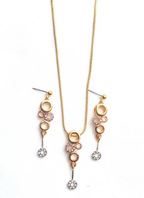 RozMili latest Designer American Diamond silver Red stone pendant set with earrings for women and  Girls 4