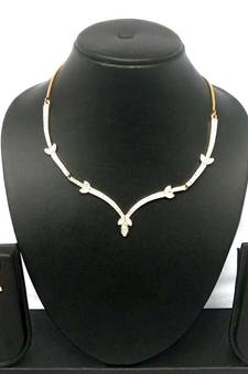 Designer silver American Diamond Necklace set for women and Girls
