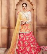 Pink embroidered silk semi stitched lehenga