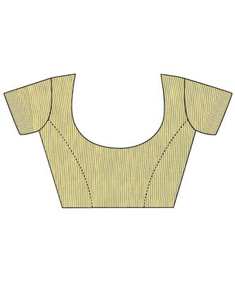 Yellow woven linen saree with blouse 4