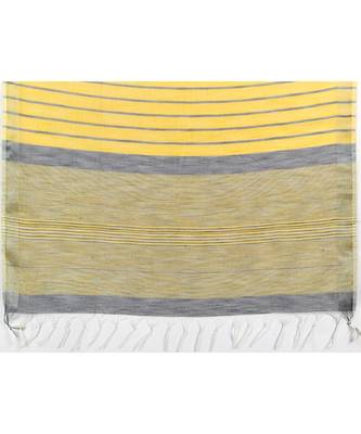 Yellow woven linen saree with blouse 5