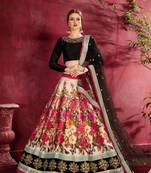 Black embroidered silk semi stitched lehenga