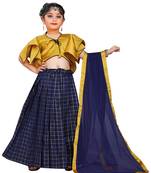 Kids Designer Yellow Blouse And Blue Lehenga Choli For Girls 