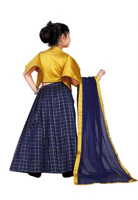 Kids Designer Yellow Blouse And Blue Lehenga Choli For Girls  3