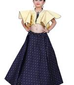 Kids Designer Cream Blouse And Blue Lehenga Choli For Girls 