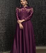 Wine embroidered georgette salwar