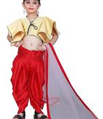 Kids Cream Top And Red Patiala Salwar Suit Dress  For Girls 