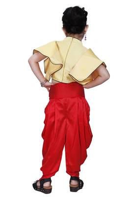 Kids Cream Top And Red Patiala Salwar Suit Dress  For Girls  3