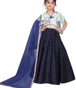 Kids Designer White Blouse And Blue Lehenga Choli For Girls 