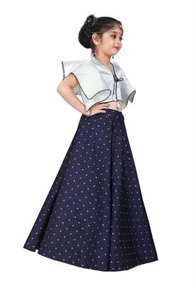 Kids Designer White Blouse And Blue Lehenga Choli For Girls  2