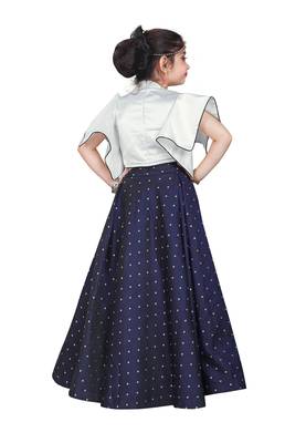 Kids Designer White Blouse And Blue Lehenga Choli For Girls  3