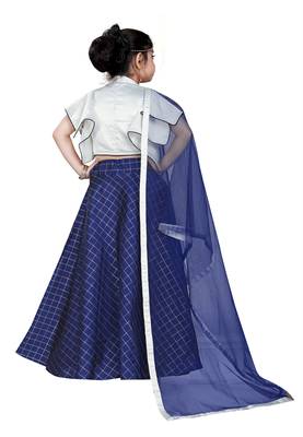 Kids Designer White Blouse And Blue Lehenga Choli For Girls  3