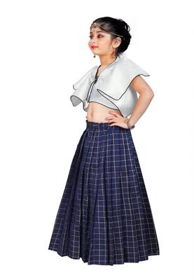 Kids Designer White Blouse And Blue Lehenga Choli For Girls  2