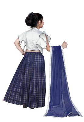 Kids Designer White Blouse And Blue Lehenga Choli For Girls  3