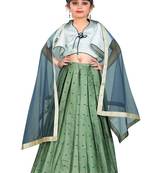 Kids Designer White Blouse And Pista Lehenga Choli For Girls 