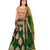 Green thread embroidery silk semi stitched lehenga