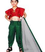 Kids Red Top And Green Patiala Salwar Suit Dress  For Girls 