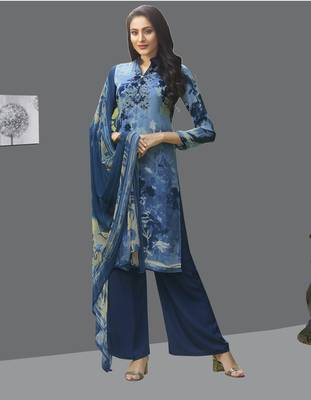 Blue digital print crepe salwar 1
