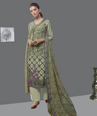 Green geometric print crepe salwar 1