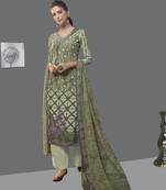Green geometric print crepe salwar