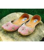 women pink leather flats