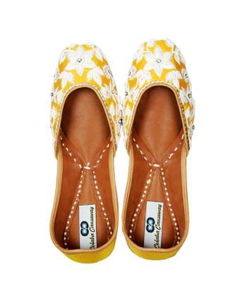 women yellow leather flats 2