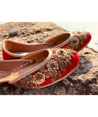 women red leather flats 2