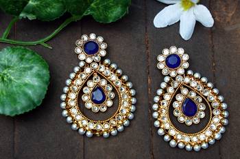 Blue onyx chandbali 1