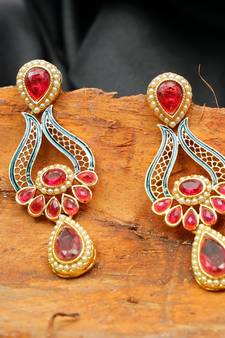 Pink onyx earrings
