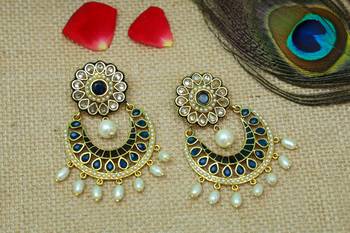 Blue onyx chandbali 1