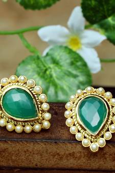 Green onyx studs