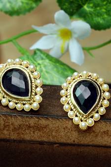 Blue onyx studs