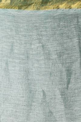 Light green plain linen saree with blouse 4