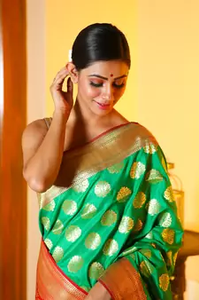 Jade woven banarasi silk saree with blouse