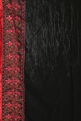 Black woven chiffon saree with blouse 4