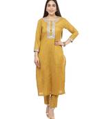 Mustard Gota Silk Kurti with Pants