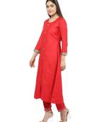 Red Button Down Kurti with Pants