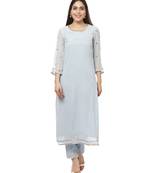 Grey Sequined Sleeves Kurti with Pants