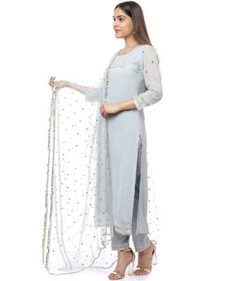 Grey Sequined Sleeves Kurti with Pants and Sequin Dupatta 3