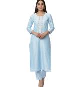 Blush Blue Gotta Embroidered Kurti with Pants