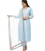 Blush Blue Gota Embroidered Kurti with Pants and Sequin Dupatta