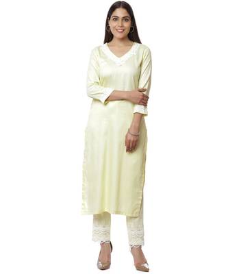 Lemon Crochet Floral Kurti with Palazzo 1