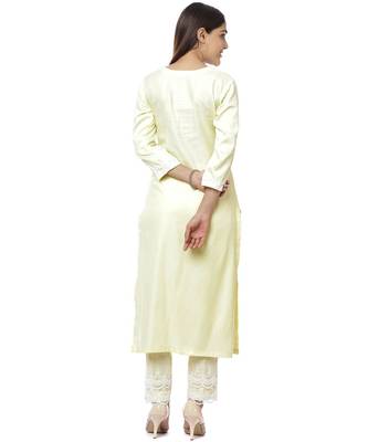 Lemon Crochet Floral Kurti with Palazzo 5
