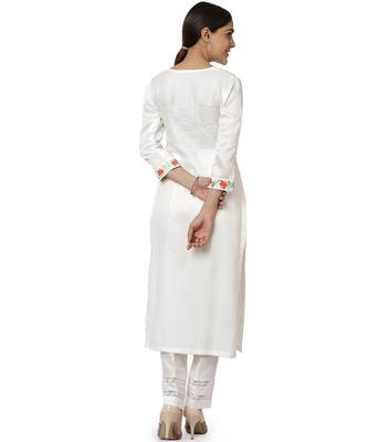 Off-White Blue Parsi Embroidered Kurti with Crochet Pants 5