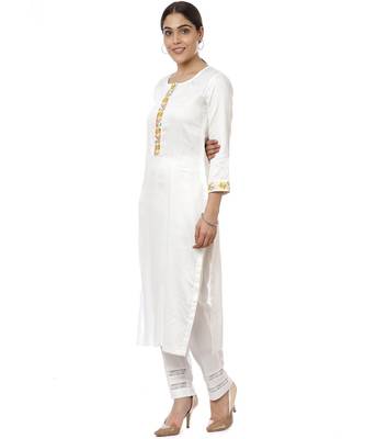 Off-White Lemon Parsi Embroidered Kurti with Crochet Pants 2