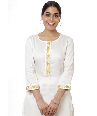 Off-White Lemon Parsi Embroidered Kurti with Crochet Pants 4