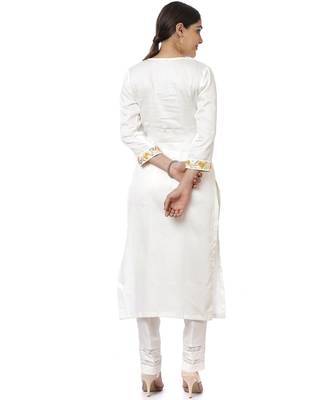 Off-White Lemon Parsi Embroidered Kurti with Crochet Pants and Lemon White Striped Dupatta 2